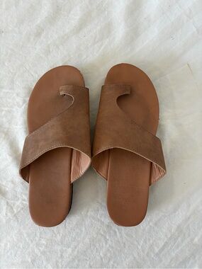 Well Worn Women's Brown Slide Sandals - Casual Leather-Look Slip-On